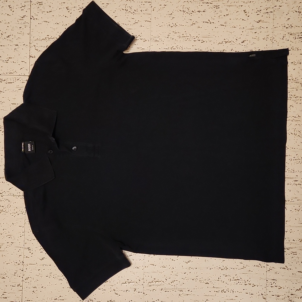 Hugo Boss Black Slim Fit Pima Cotton 1/4 Button Down Casual Dress Polo Shirt